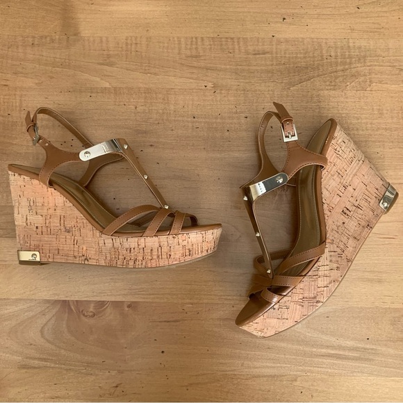Marc Fisher Shoes - Marc Fisher Brown Cork Wedge Platform Sandals